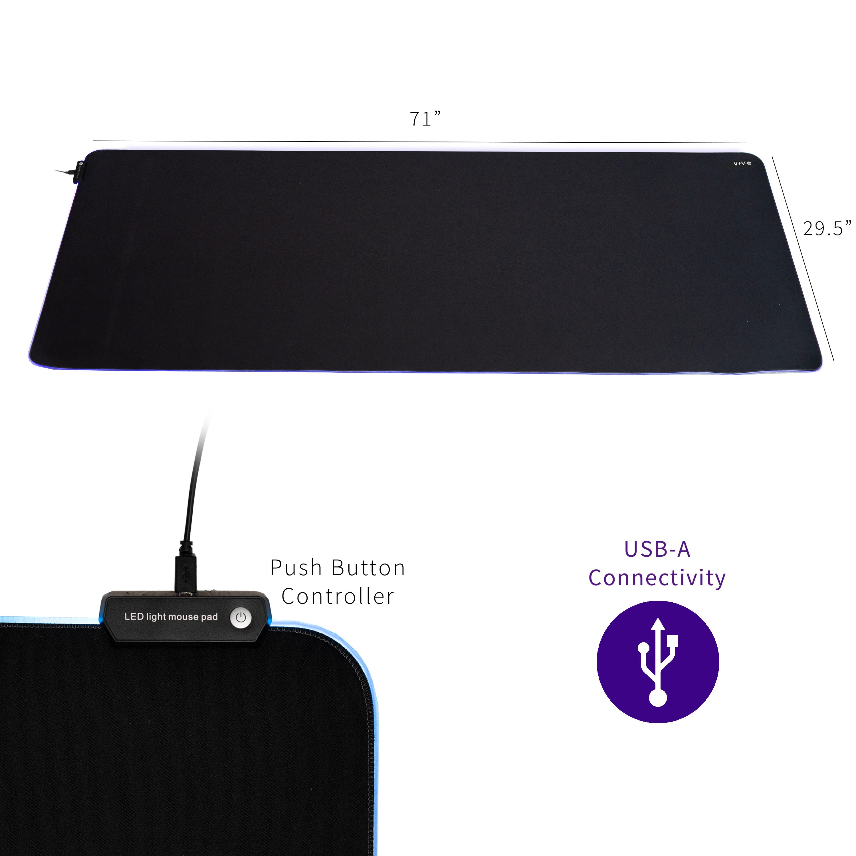 Extra Large 71 x 30 inch Full Size Desk Pad with RGB Lighting for Office Ambience and Immersive Gaming, Oversized Mouse Pad Table Top Cover, 12 Color Modes, Non-slip Base