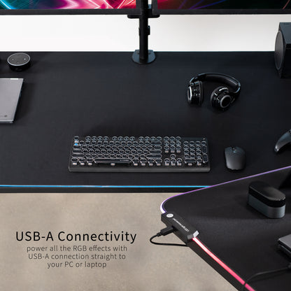 Extra Large 71 x 30 inch Full Size Desk Pad with RGB Lighting for Office Ambience and Immersive Gaming, Oversized Mouse Pad Table Top Cover, 12 Color Modes, Non-slip Base