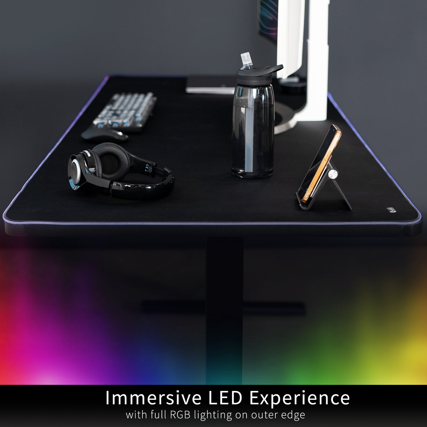 vivo Black 71 x 30 Full Size Desk Pad with RGB Ambient Lighting