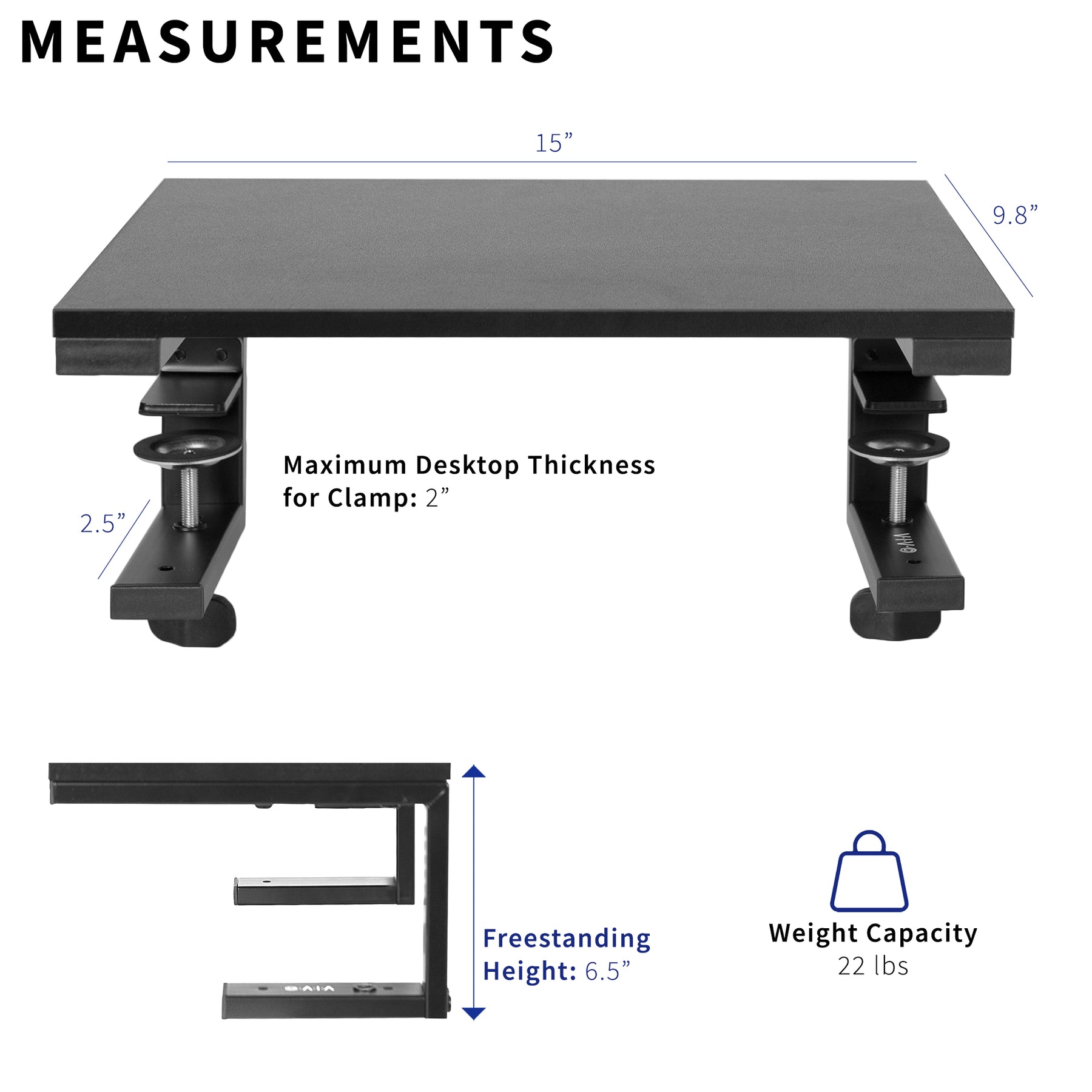 Scaffold Desk Riser Clamp-on Versatile Desktop Shelf Riser – VIVO - desk solutions, screen ...