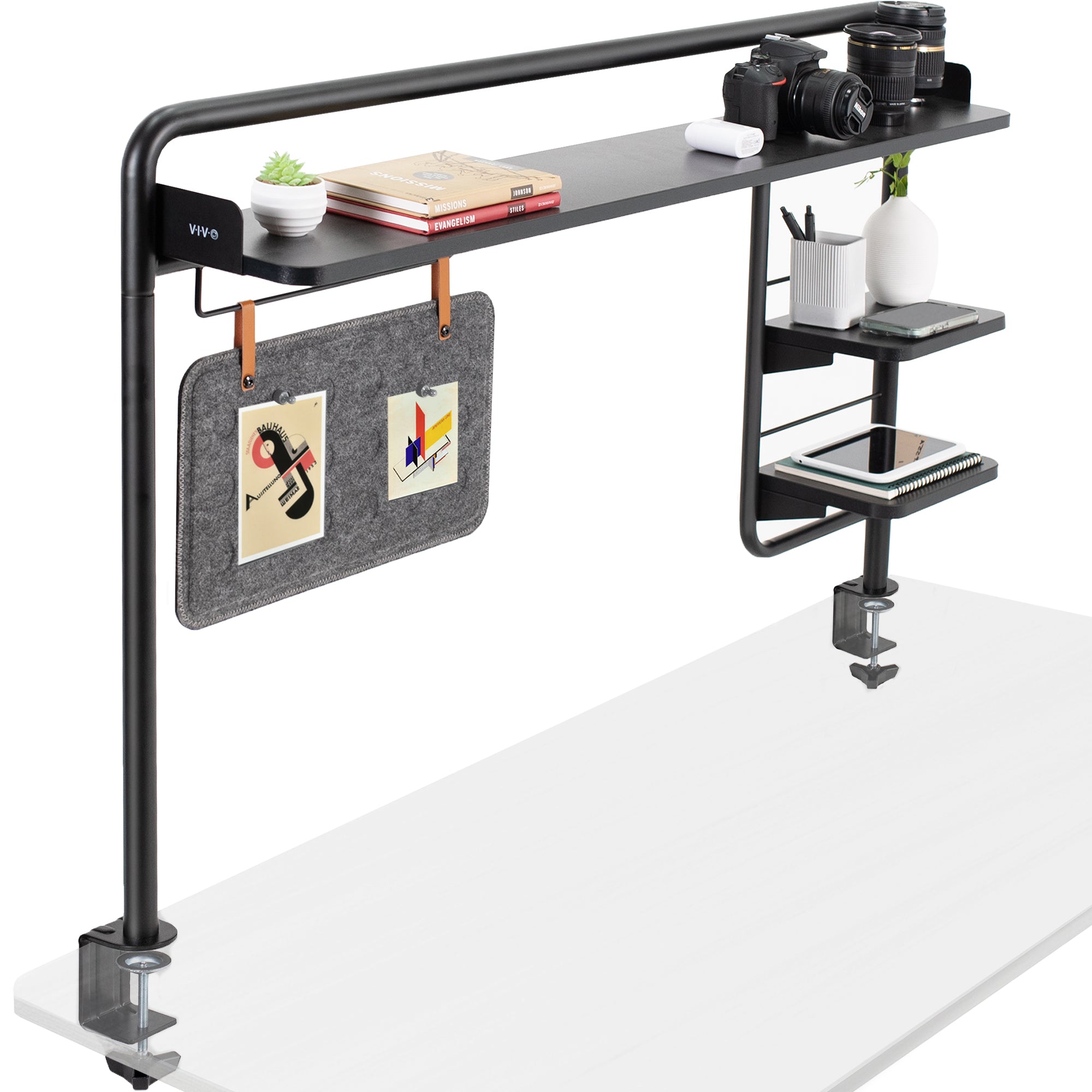 Computer Shelf System 50” Clamp-on Desktop Shelving System – VIVO - desk solutions, screen ...