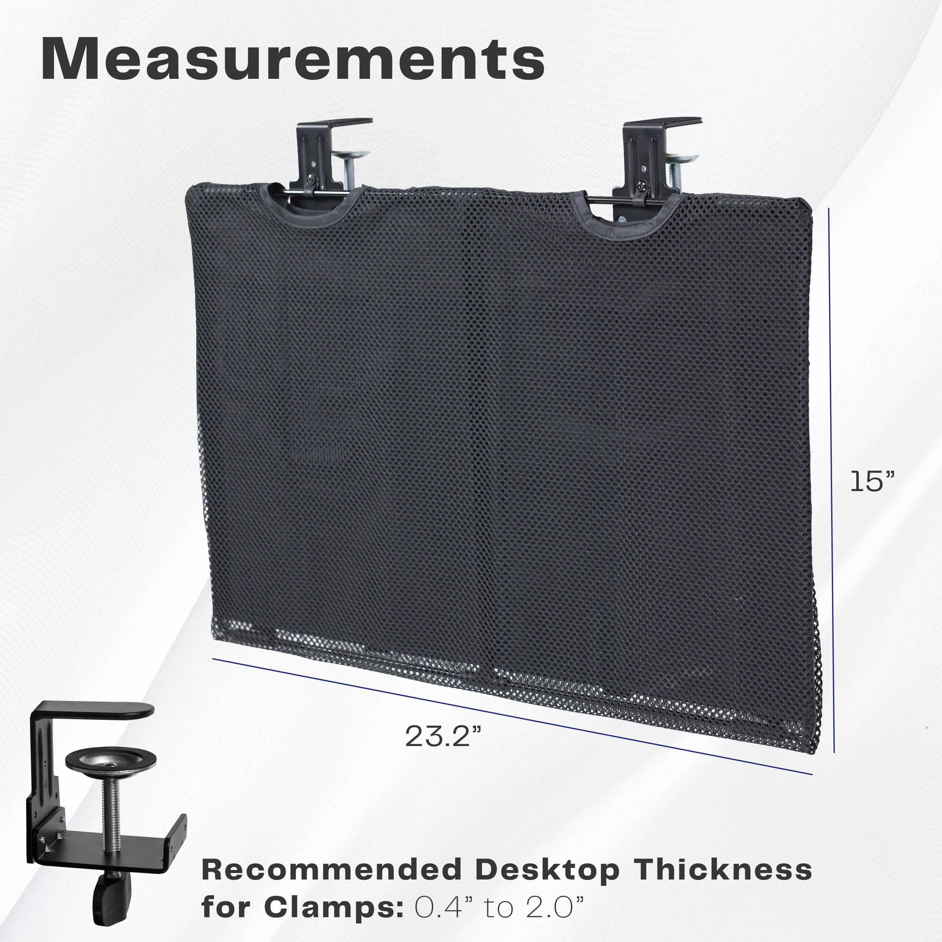 Durable clamp-on desk skirt for extra storage and cord management.