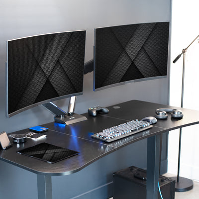 Carbon fiber desktop tabletop for ergonomic workstation.