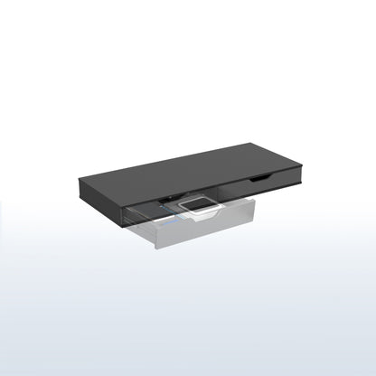 Black desk with a drawers on a white background