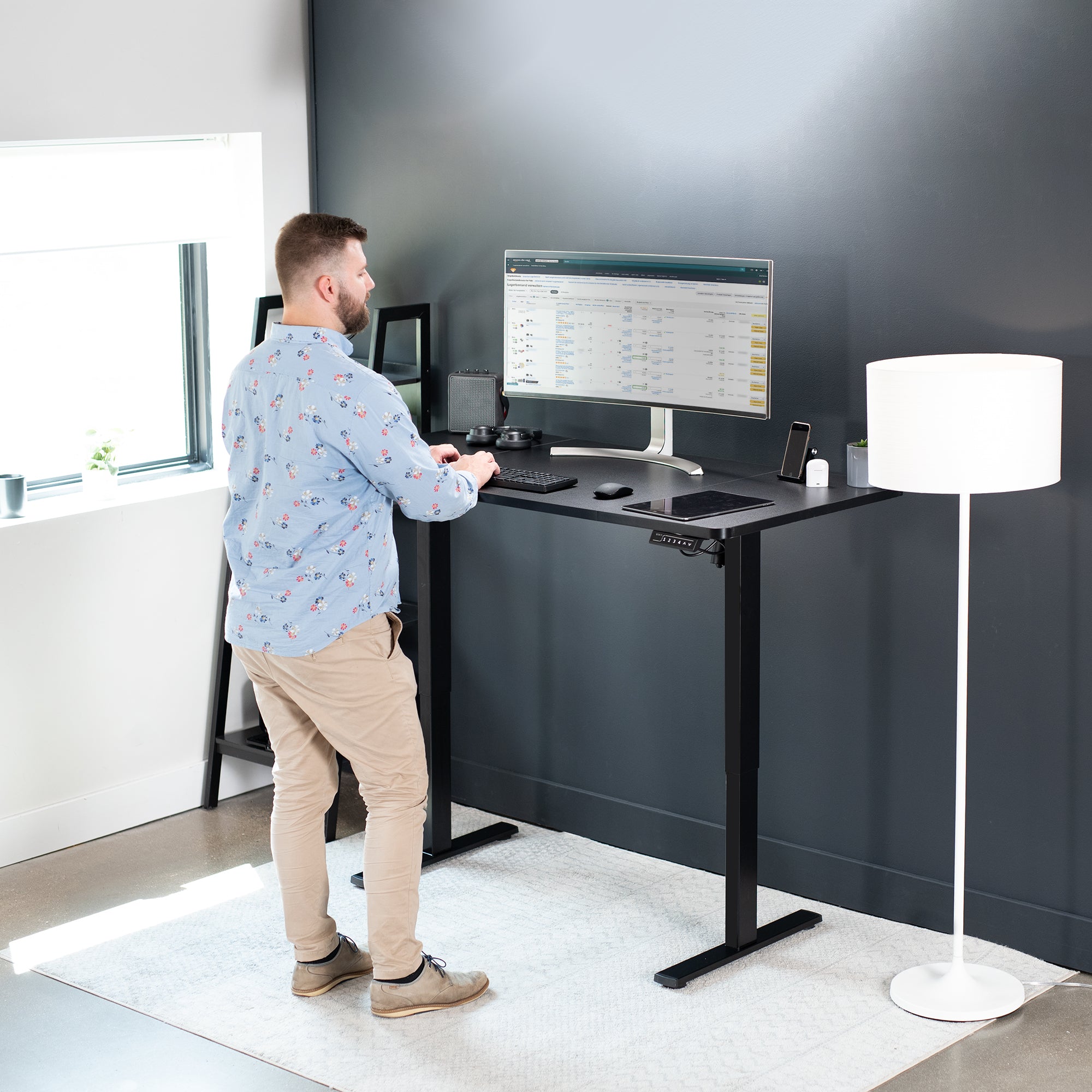 Wide sturdy desk tabletop for office workstation.