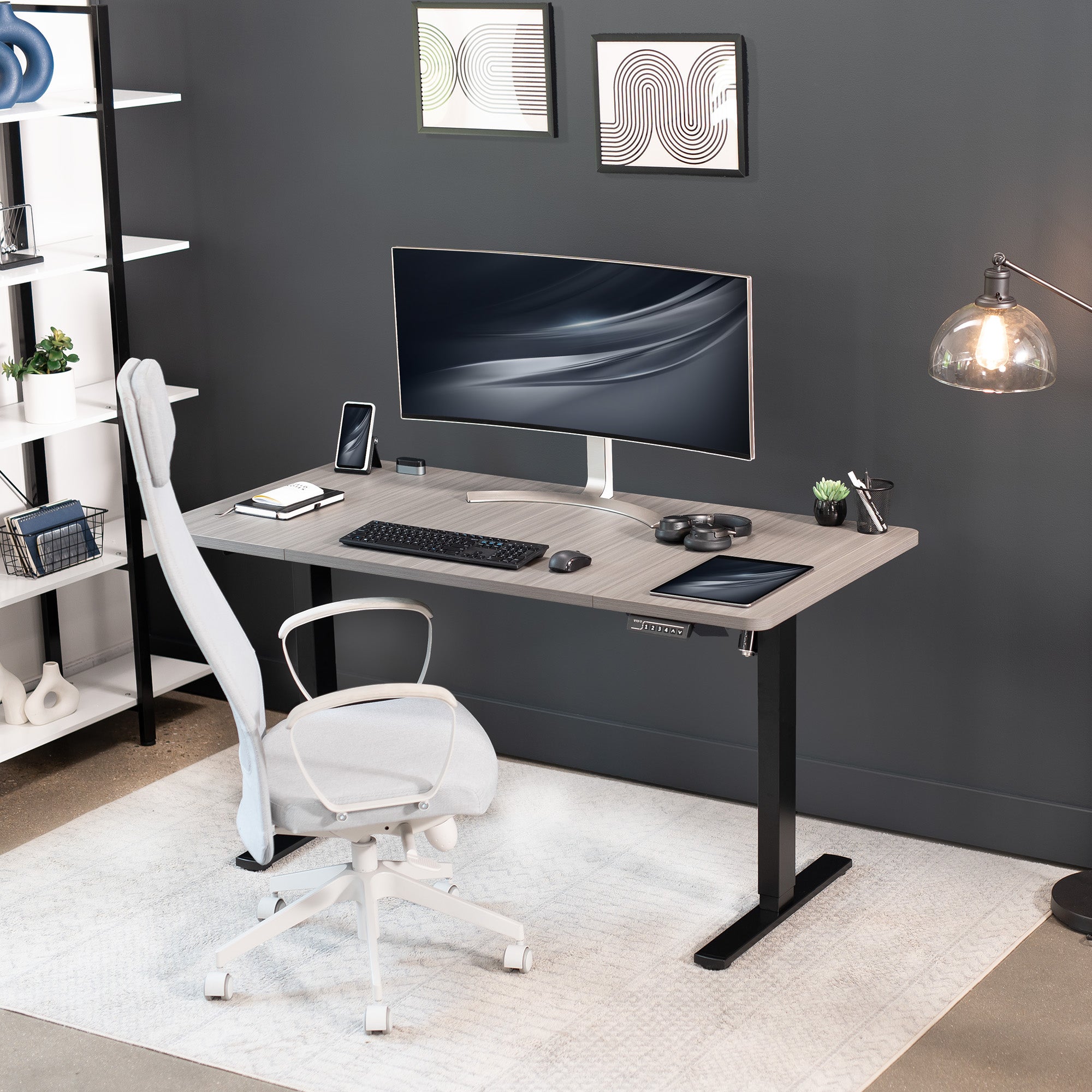 Wide sturdy desk tabletop for office workstation.