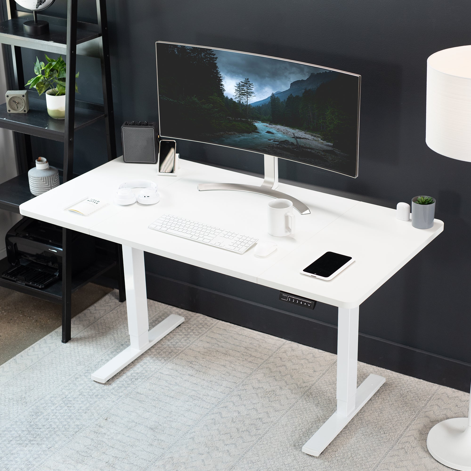 Wide sturdy desk tabletop for office workstation.