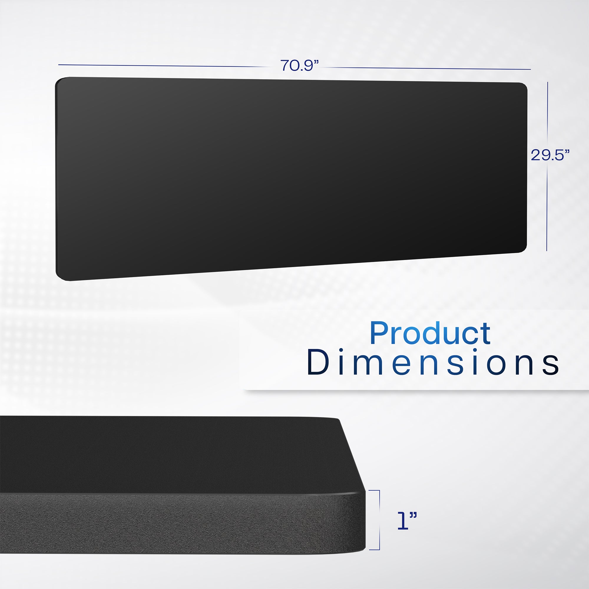 Durable tabletop for sit-stand desk workstation with wide surface.