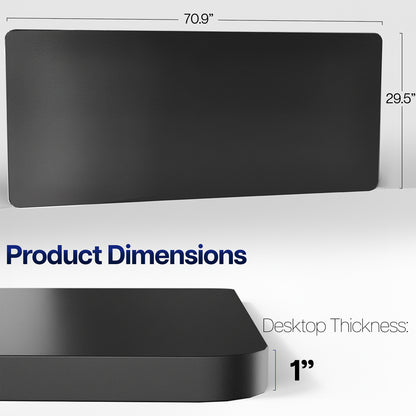Black, solid desktop with dimensions labeled on a white background
