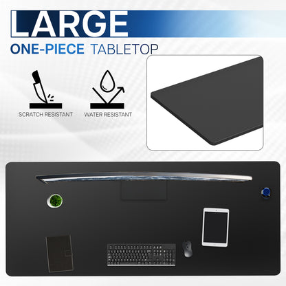 Durable tabletop for sit-stand desk workstation with wide surface.