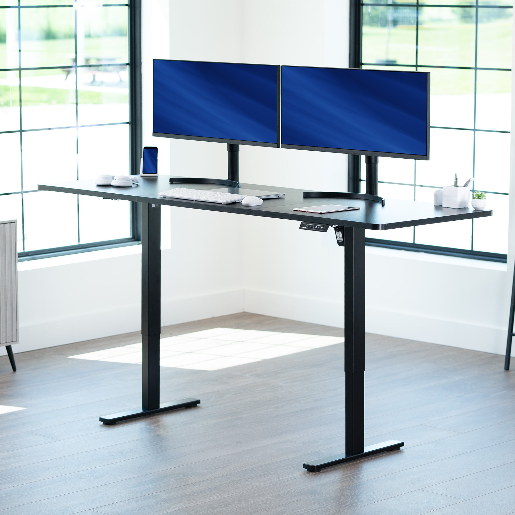83 x 30 inch durable desk tabletop workstation with wide 3-panel surface space.