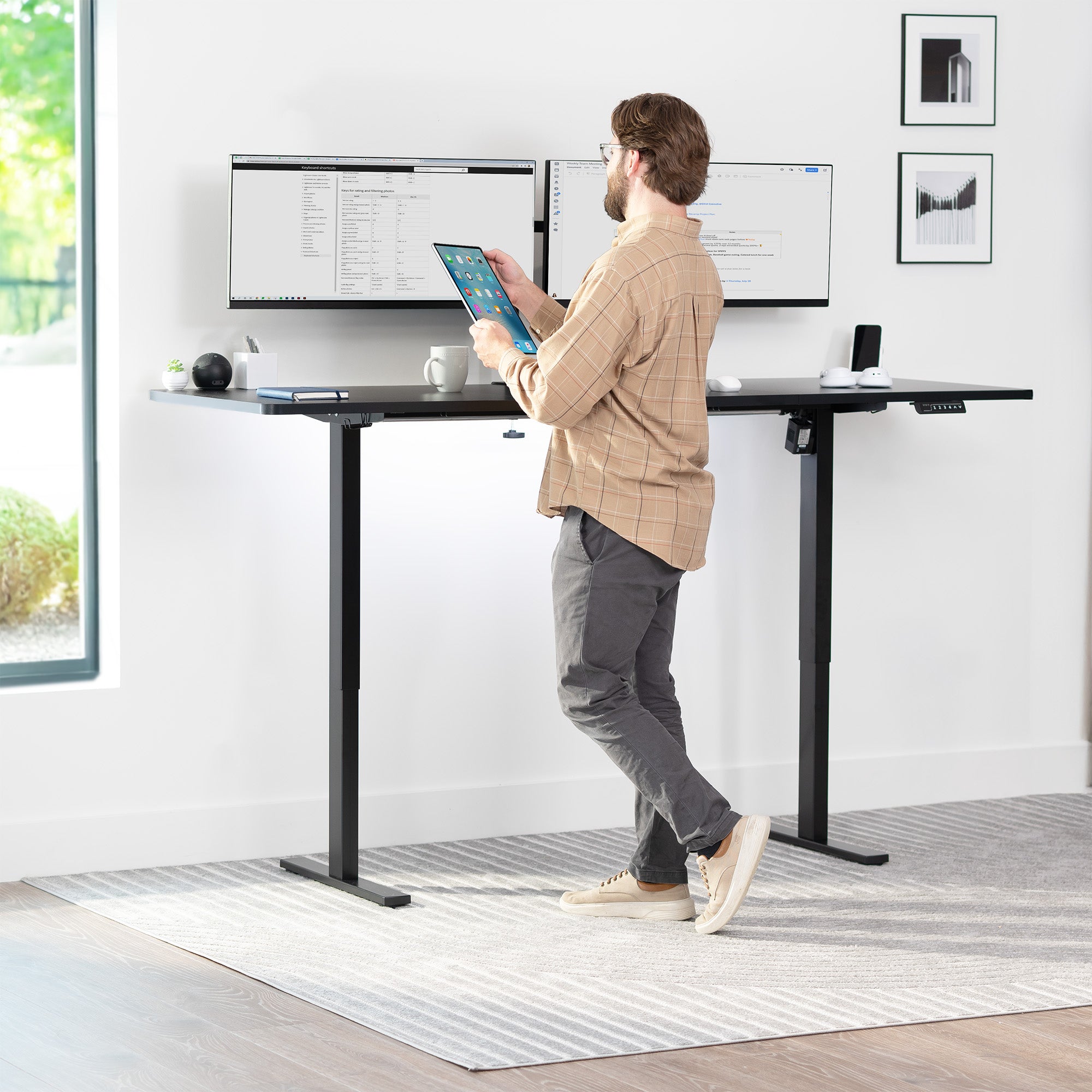 83 x 30 inch durable desk tabletop workstation with wide 3-panel surface space.