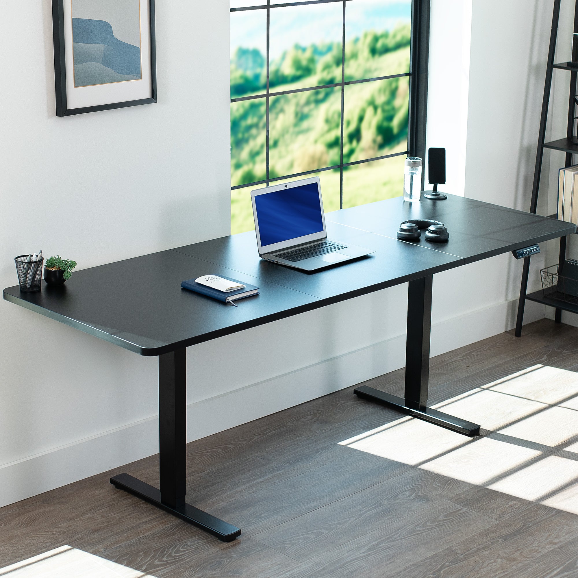 83 x 30 inch durable desk tabletop workstation with wide 3-panel surface space.