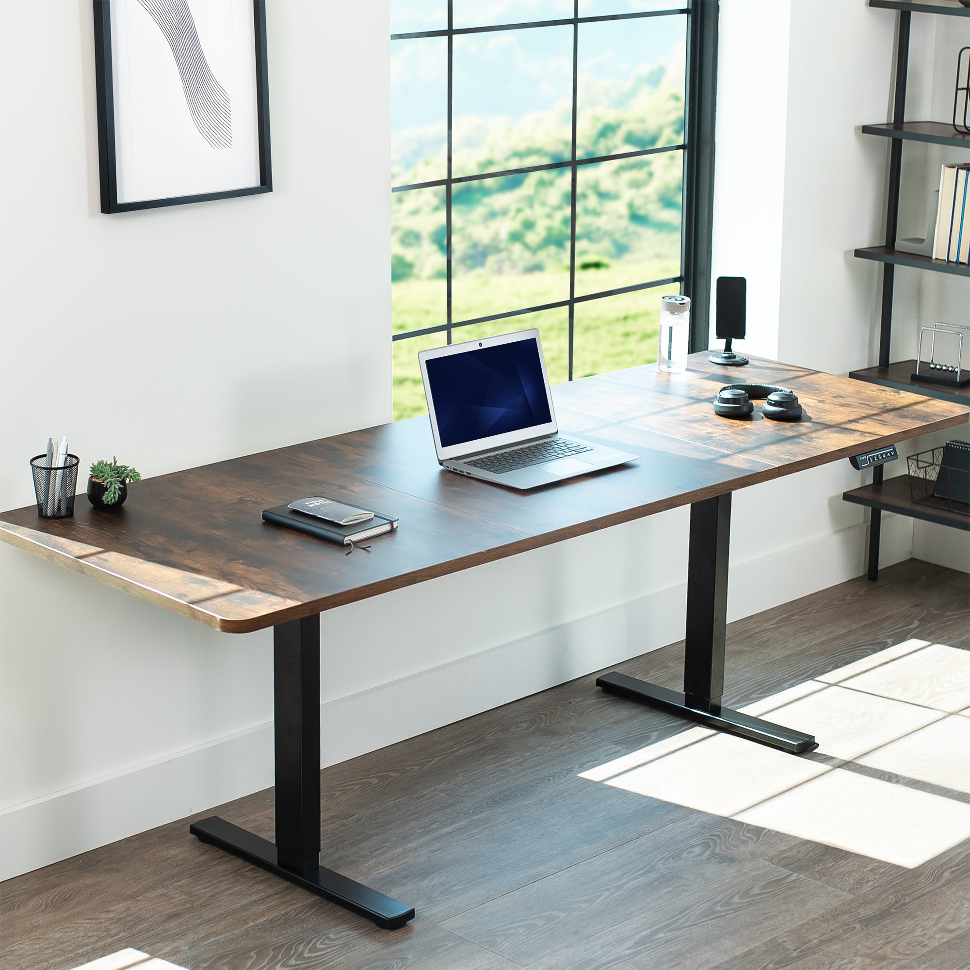 83 x 30 inch durable desk tabletop workstation with wide 3-panel surface space.