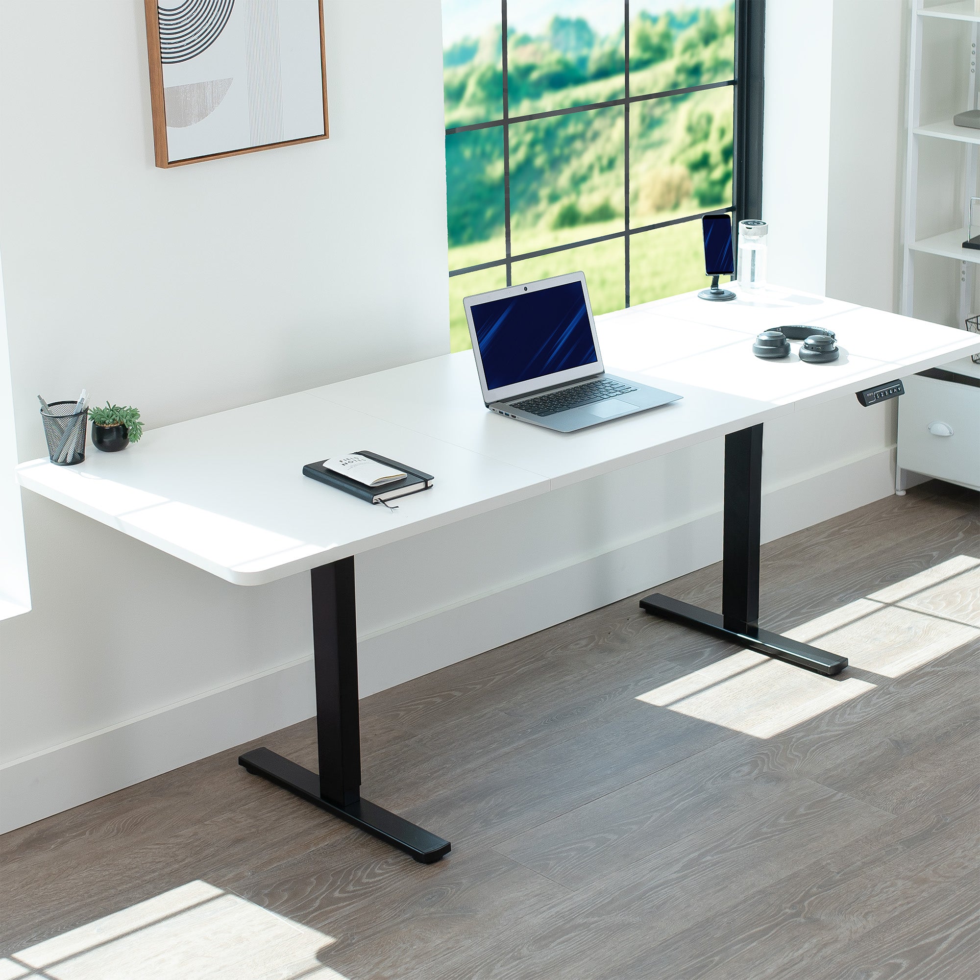 83 x 30 inch durable desk tabletop workstation with wide 3-panel surface space.