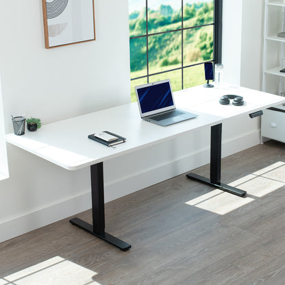 83 x 30 inch durable desk tabletop workstation with wide 3-panel surface space.