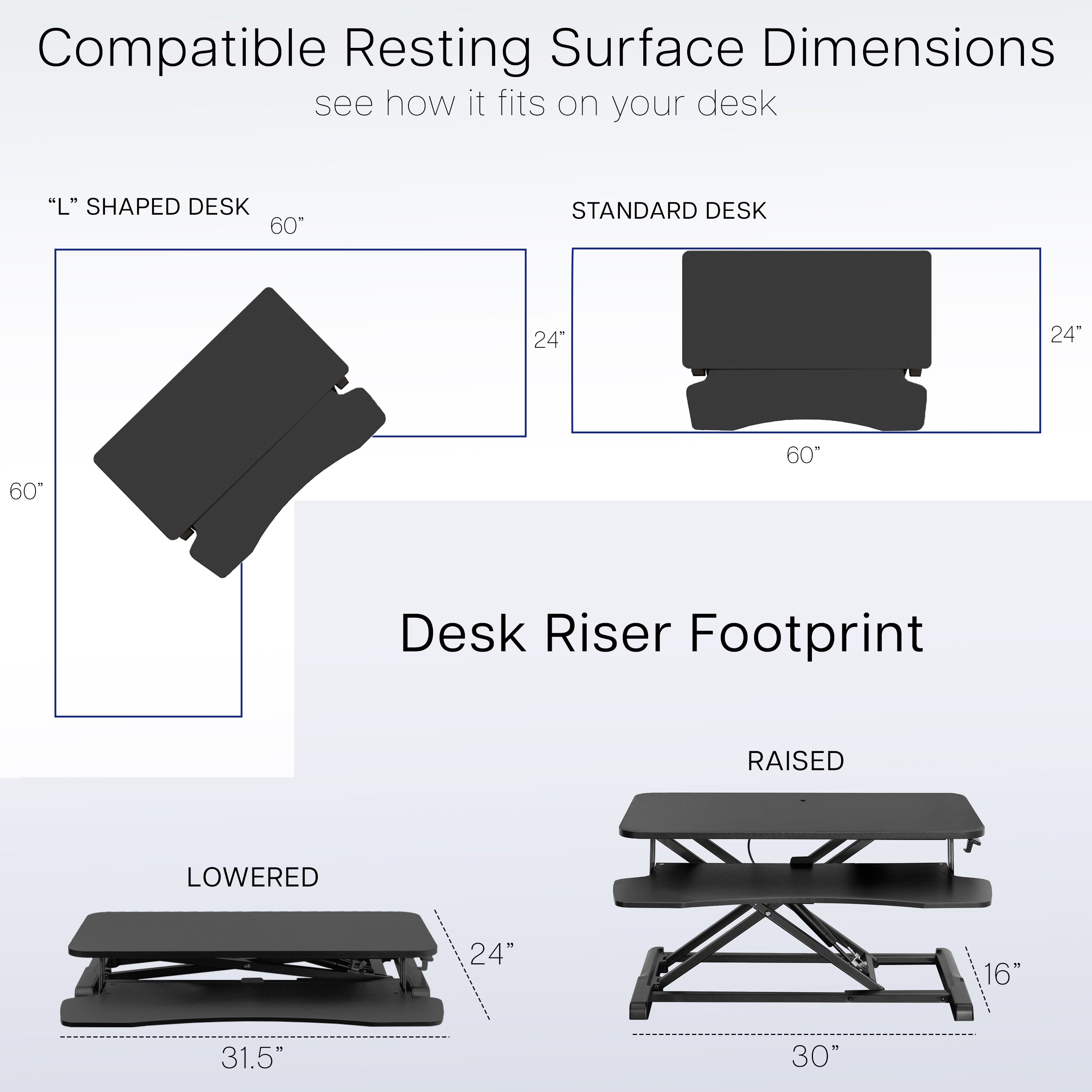 Sturdy height adjustable 2-tiered desk riser for ergonomic office workstation.