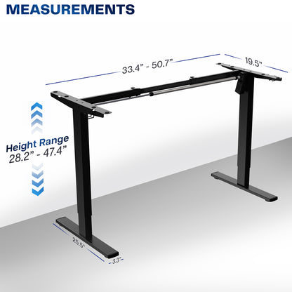 Sturdy ergonomic sit or stand desk frame for active workstation with adjustable height using smart control panel.