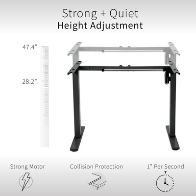 Sturdy ergonomic sit or stand desk frame for active workstation with adjustable feet.