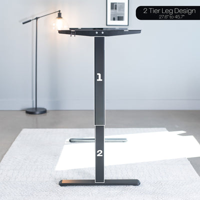 Sturdy steel adjustable desk frame with two tier leg design