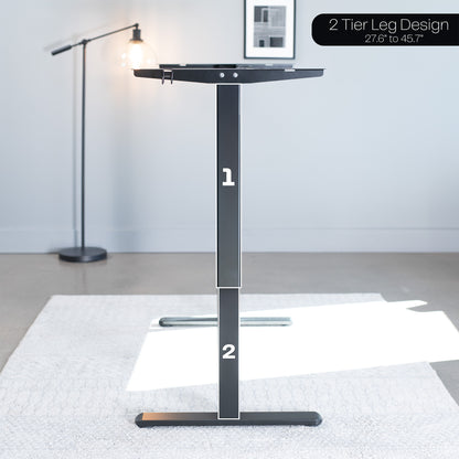 Sturdy steel adjustable desk frame with two tier leg design