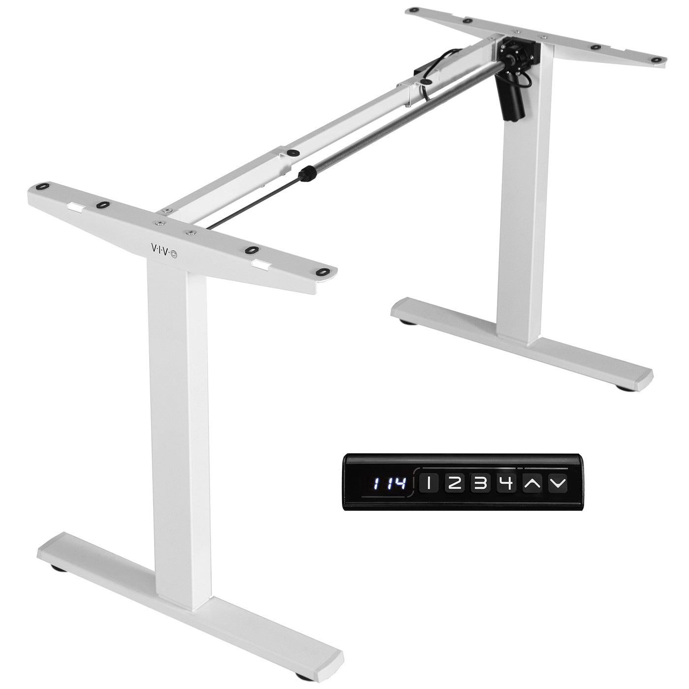 Sturdy ergonomic sit or stand desk frame for active workstation with adjustable height using smart control panel.