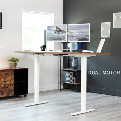 Electric standing dual monitor desk frame from VIVO.