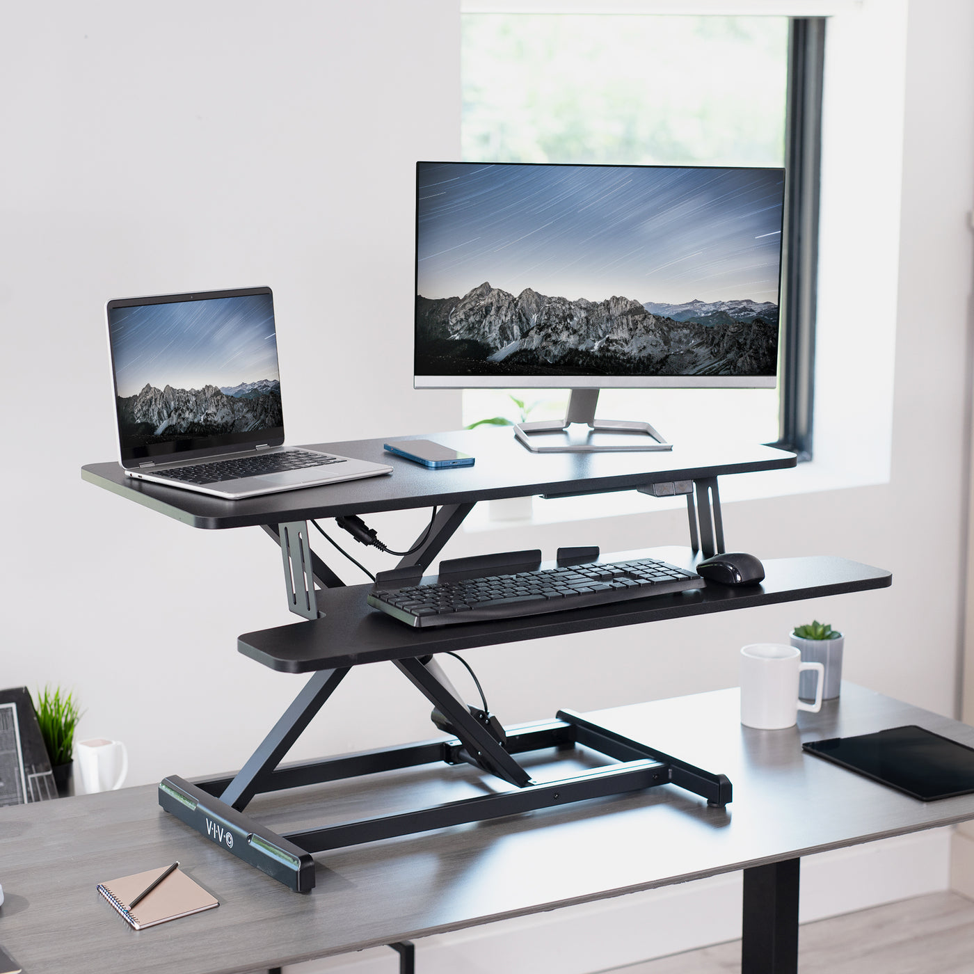 Black Electric Desk Riser – VIVO - desk solutions, screen mounting, and ...