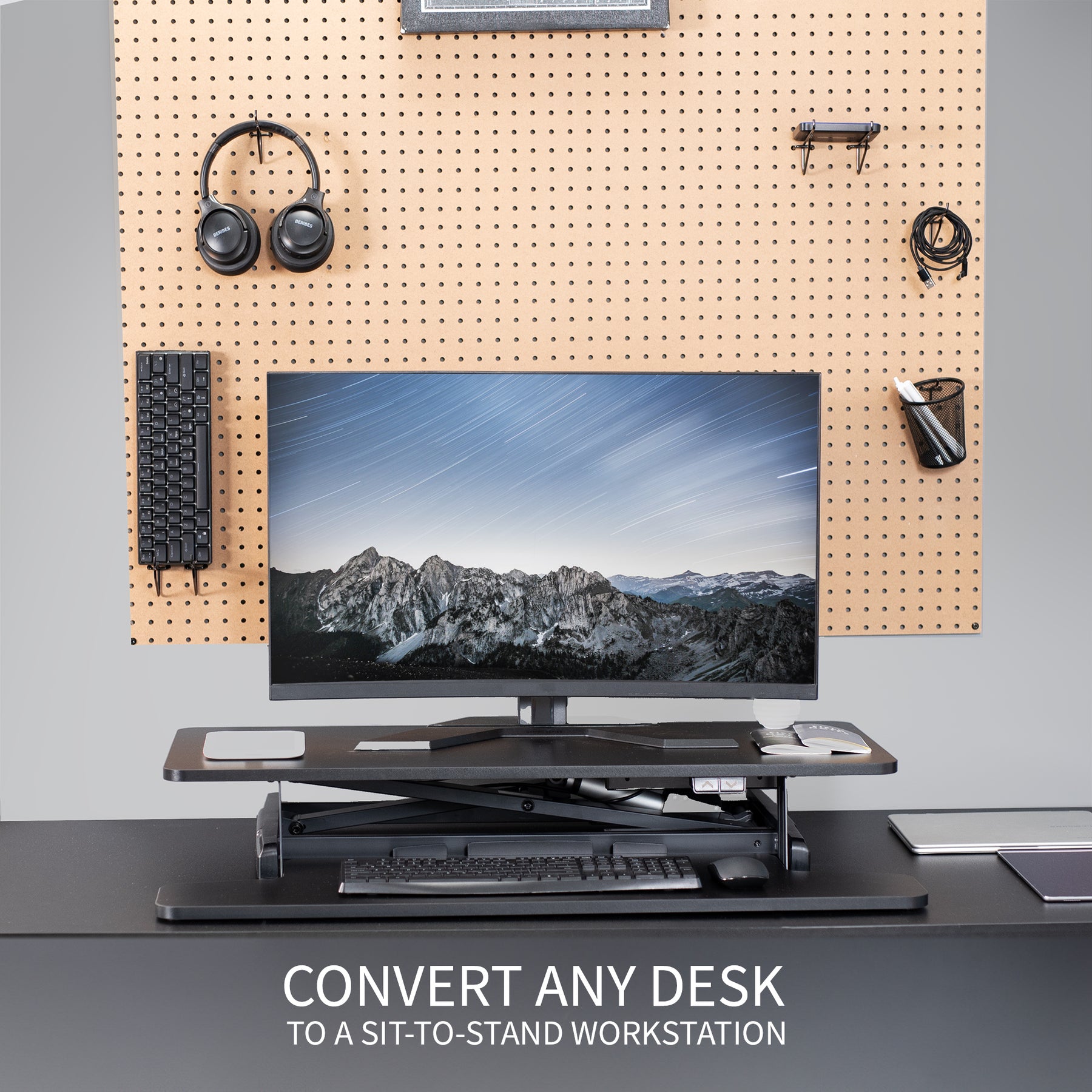 Black Electric Desk Riser – VIVO - desk solutions, screen mounting, and ...