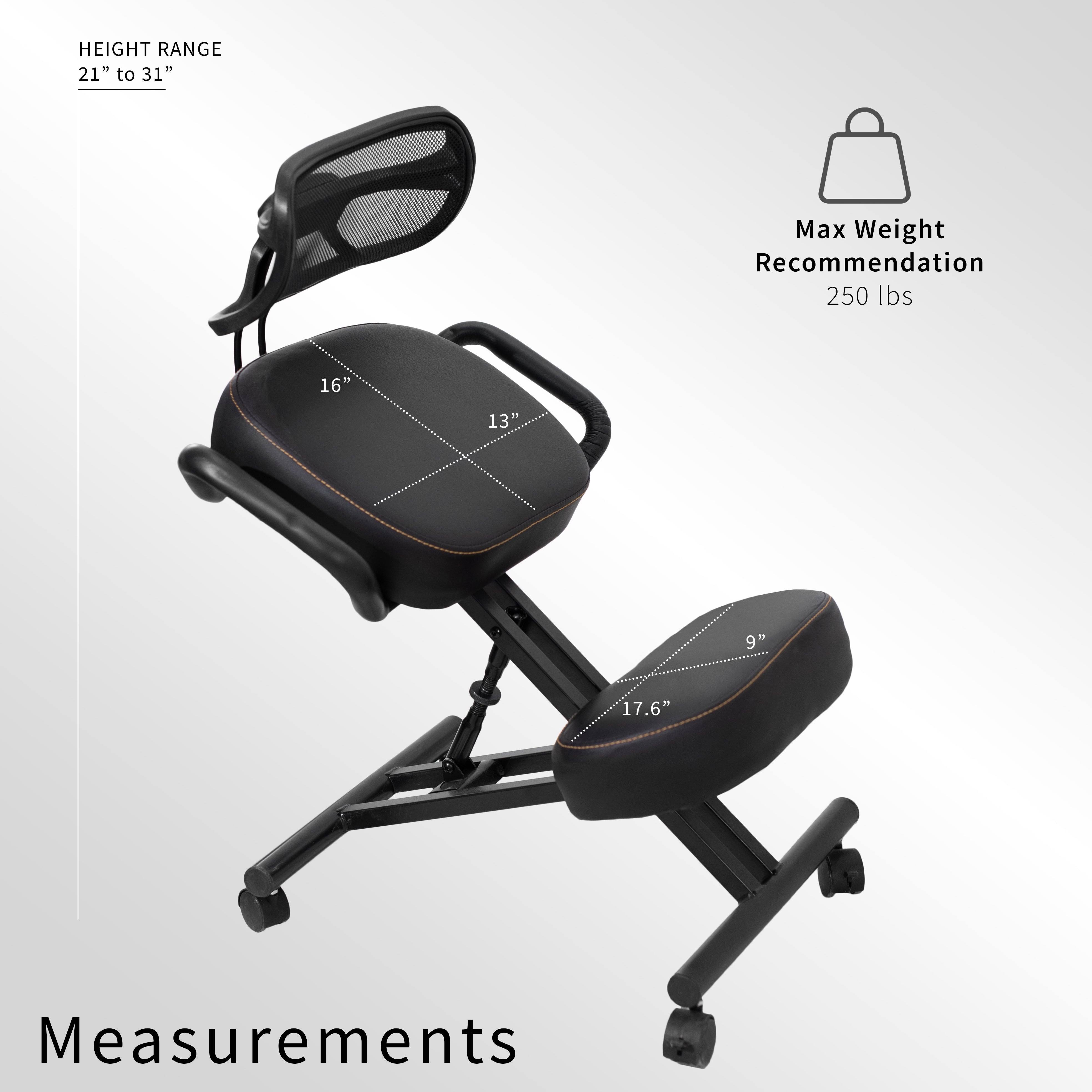 Adjustable Ergonomic Kneeling Chair with Back Support VIVO desk solutions screen mounting and more