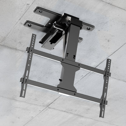 Remote control electric flip down/swivel ceiling TV mount.