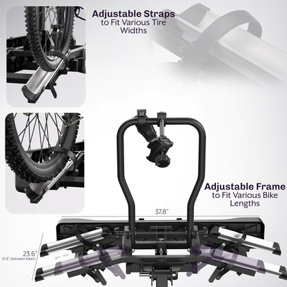 Life Finds by VIVO Hitch Bike Rack with Taillights and License Plate Holder