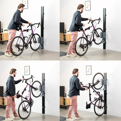 easymaxx fahrradtasche Life Finds by VIVO Vertical Wall Mounted Bike Rack with Mechanical Lif – VIVO