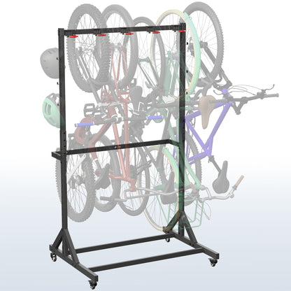 Bike rack holding multiple bicycles