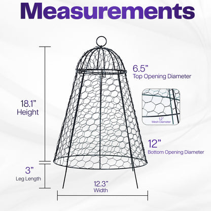 Measurement chart of a cloche with dimensions labeled