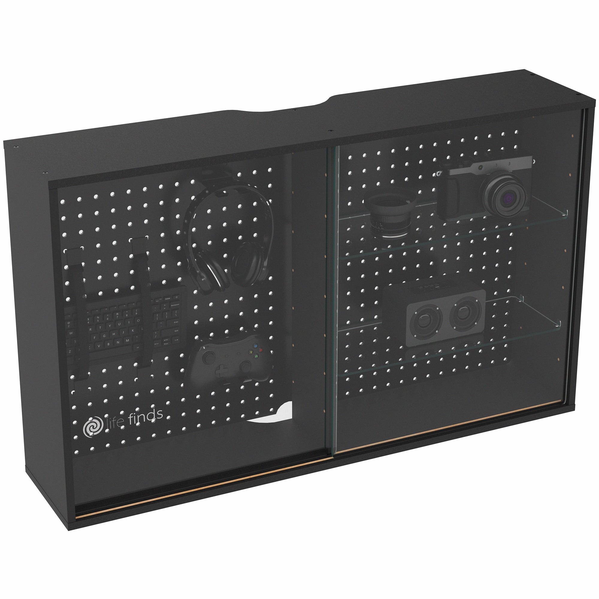 Life Finds by VIVO Pegboard Cabinet with Glass Door