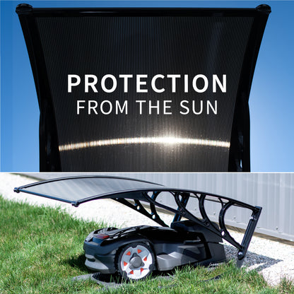 Shade covering for robotic lawnmowers to protect from the elements.