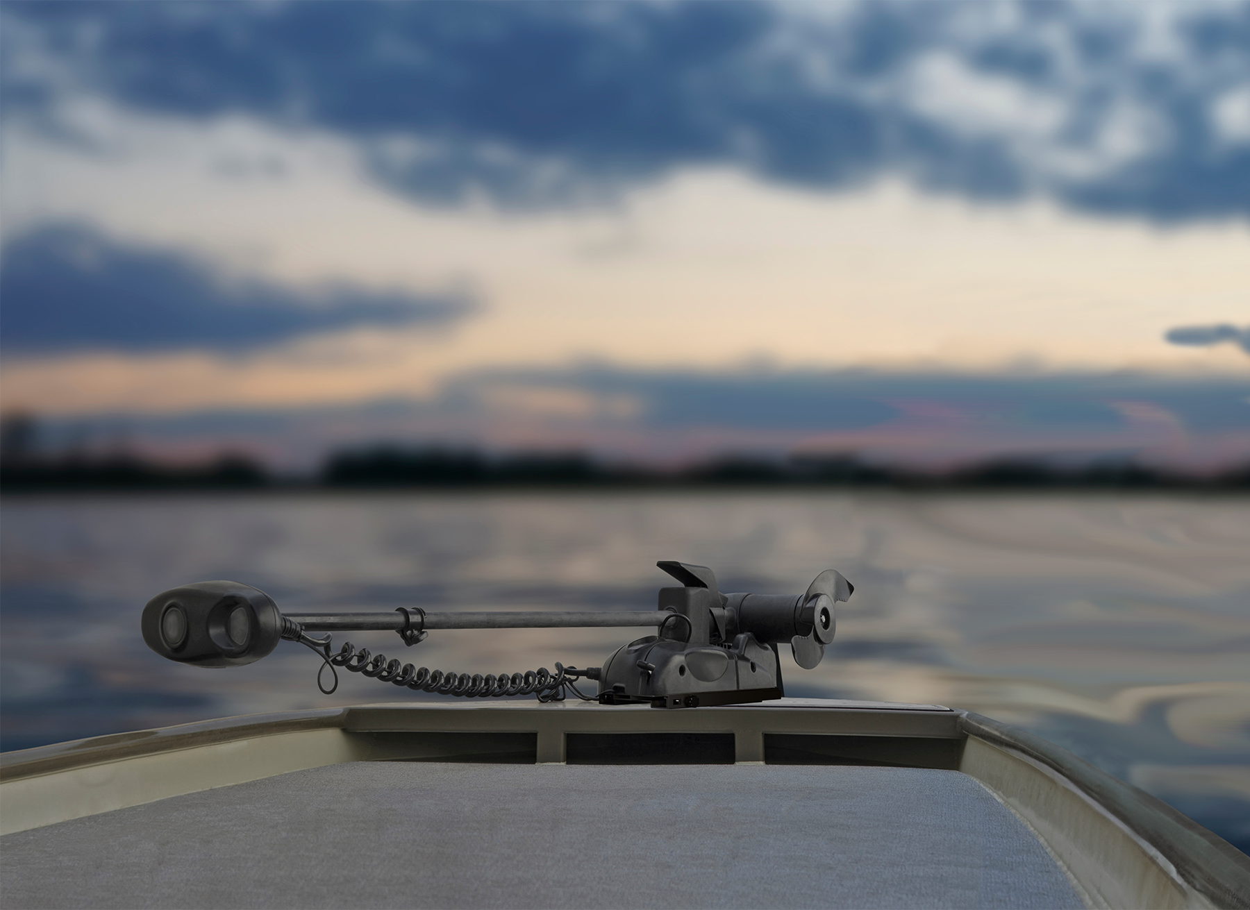 Trolling motor quick release bracket mounted on a boat.