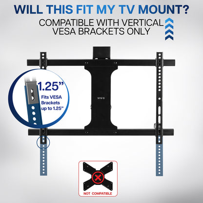 Vertical overhead VESA plate extender brackets.