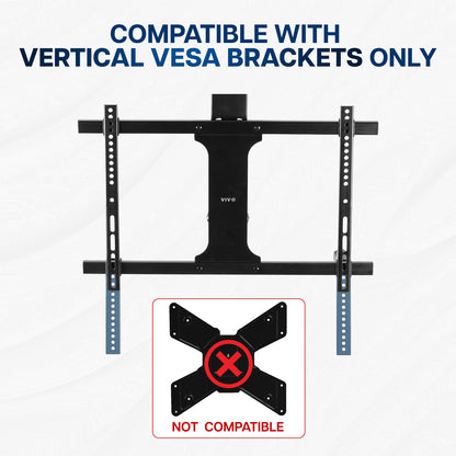 Vertical overhead VESA plate extender brackets.