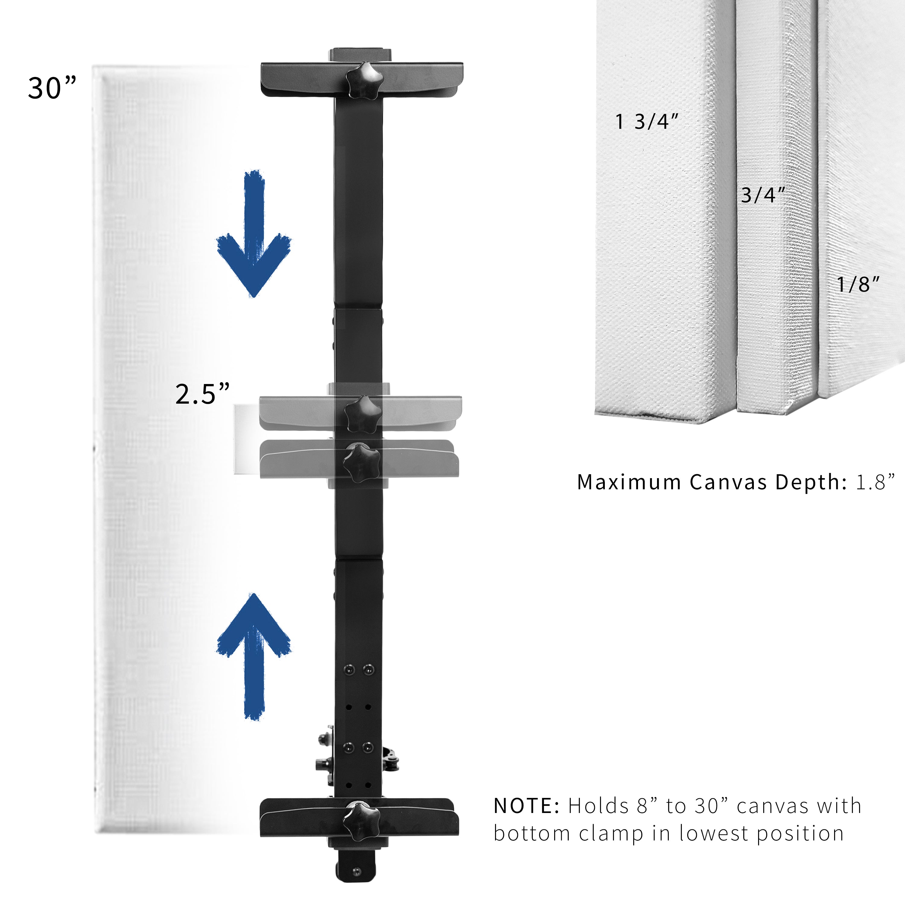 Clamp-on Art Easel Desk Mount, Holds 3 to 30 inch Canvas Sizes, Adjustable Easel Stand for Painting Canvases, Height Adjustment and Tilt