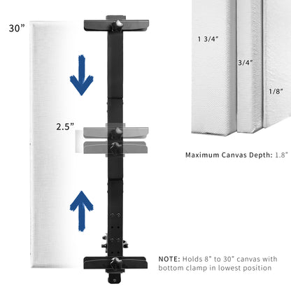 Clamp-on Art Easel Desk Mount, Holds 3 to 30 inch Canvas Sizes, Adjustable Easel Stand for Painting Canvases, Height Adjustment and Tilt