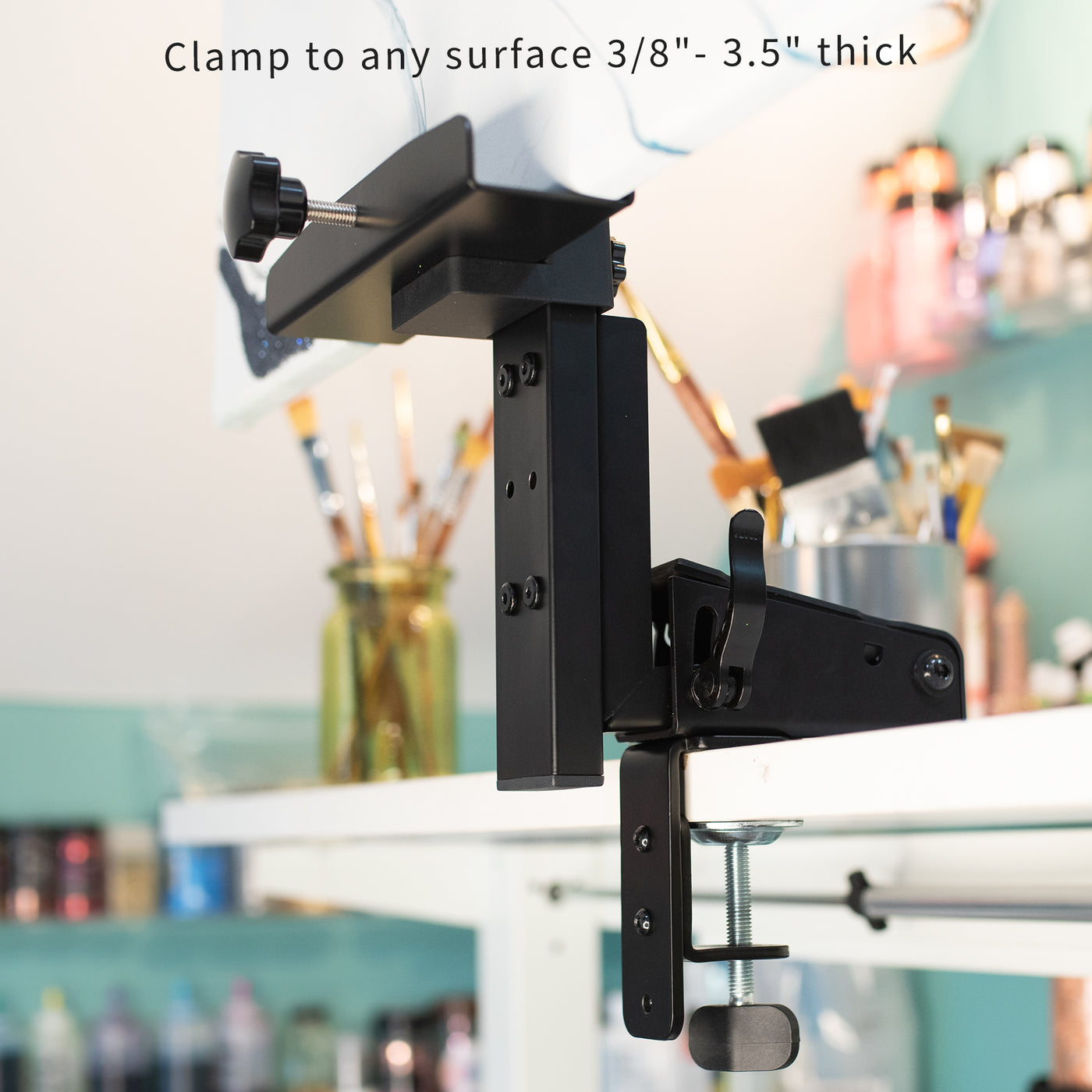 Clamp-on Art Easel Desk Mount, Holds 3 to 30 inch Canvas Sizes, Adjustable Easel Stand for Painting Canvases, Height Adjustment and Tilt