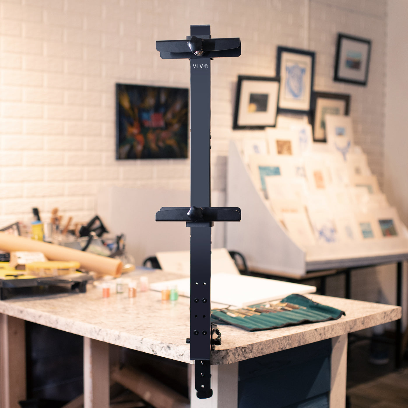 Clamp-on Art Easel Desk Mount, Holds 3 to 30 inch Canvas Sizes, Adjustable Easel Stand for Painting Canvases, Height Adjustment and Tilt