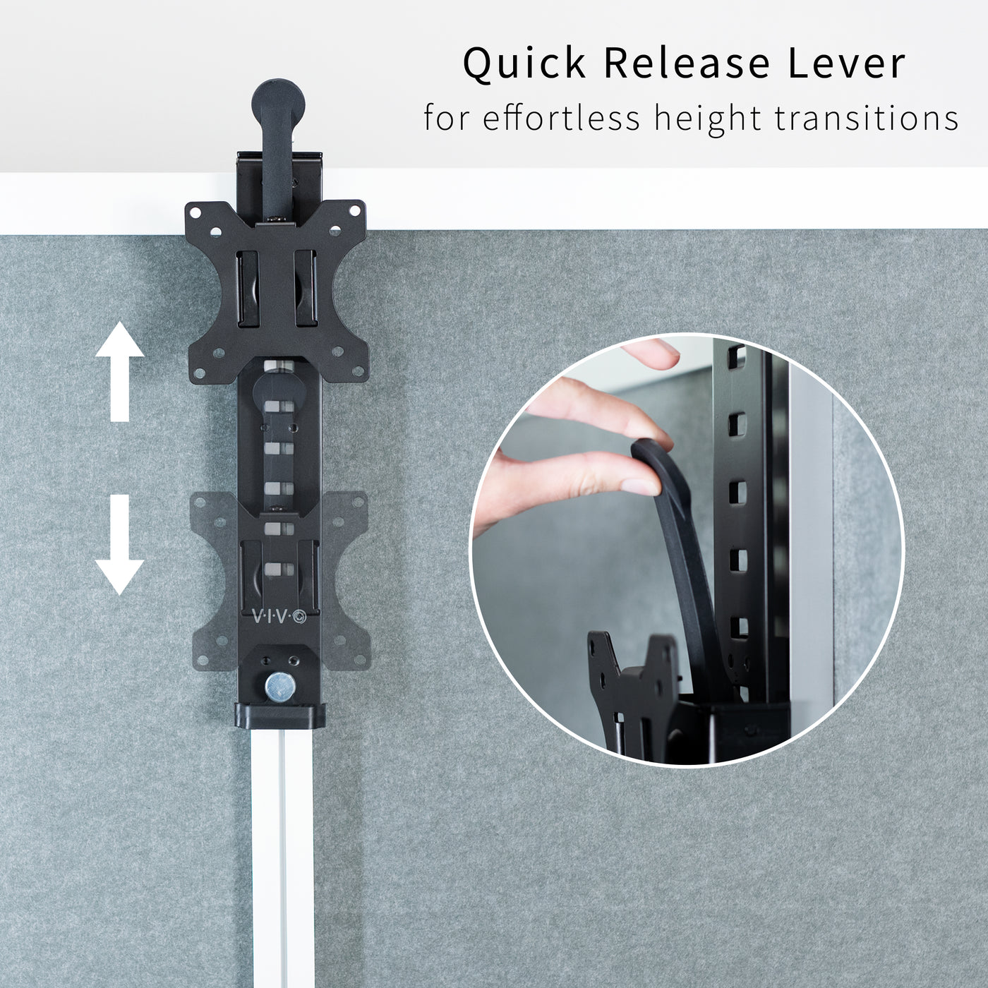 Quick release lever allows for smooth and effortless height adjustments.
