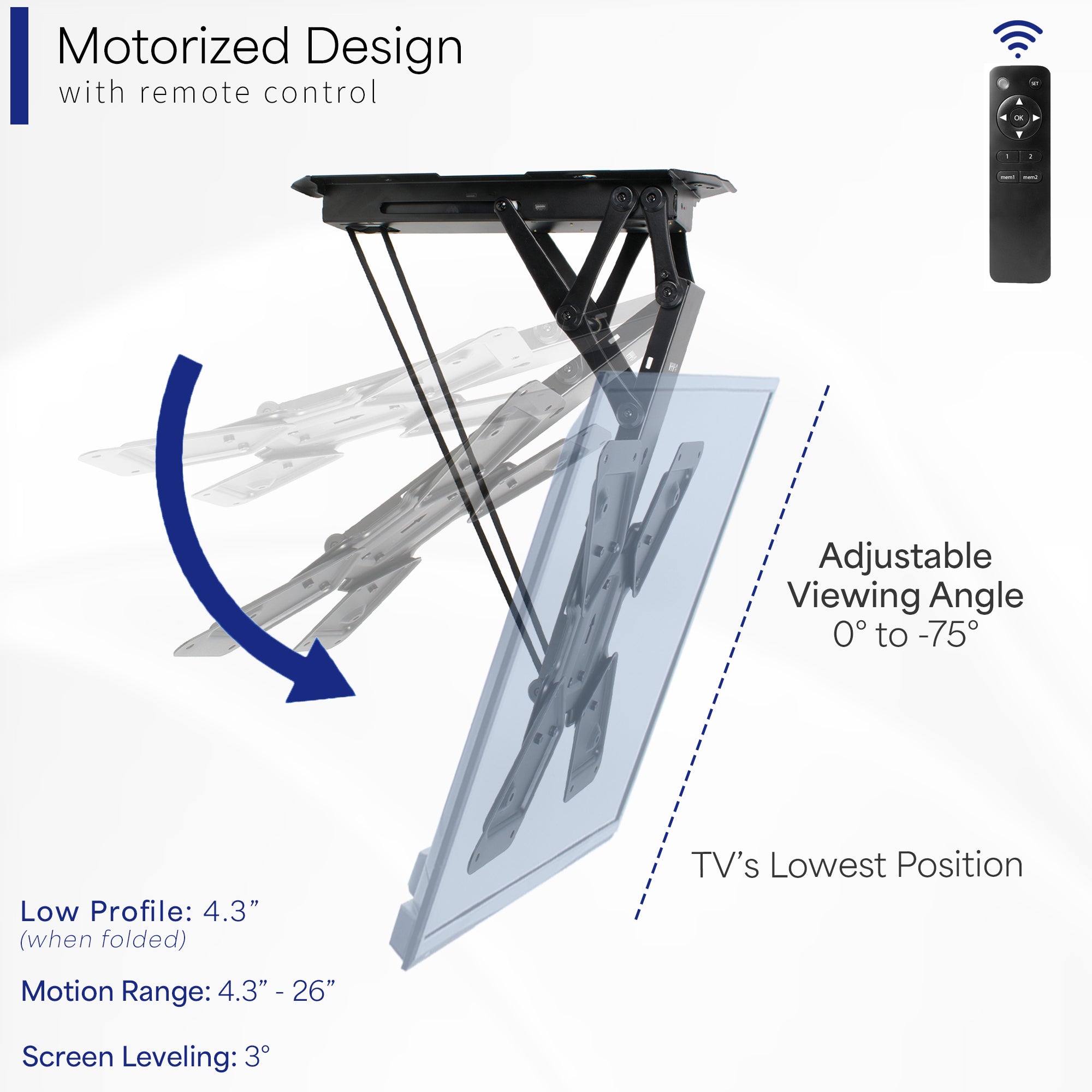 Electric Motorized Flip Down newest Pitched Roof Ceiling TV Mount for 23