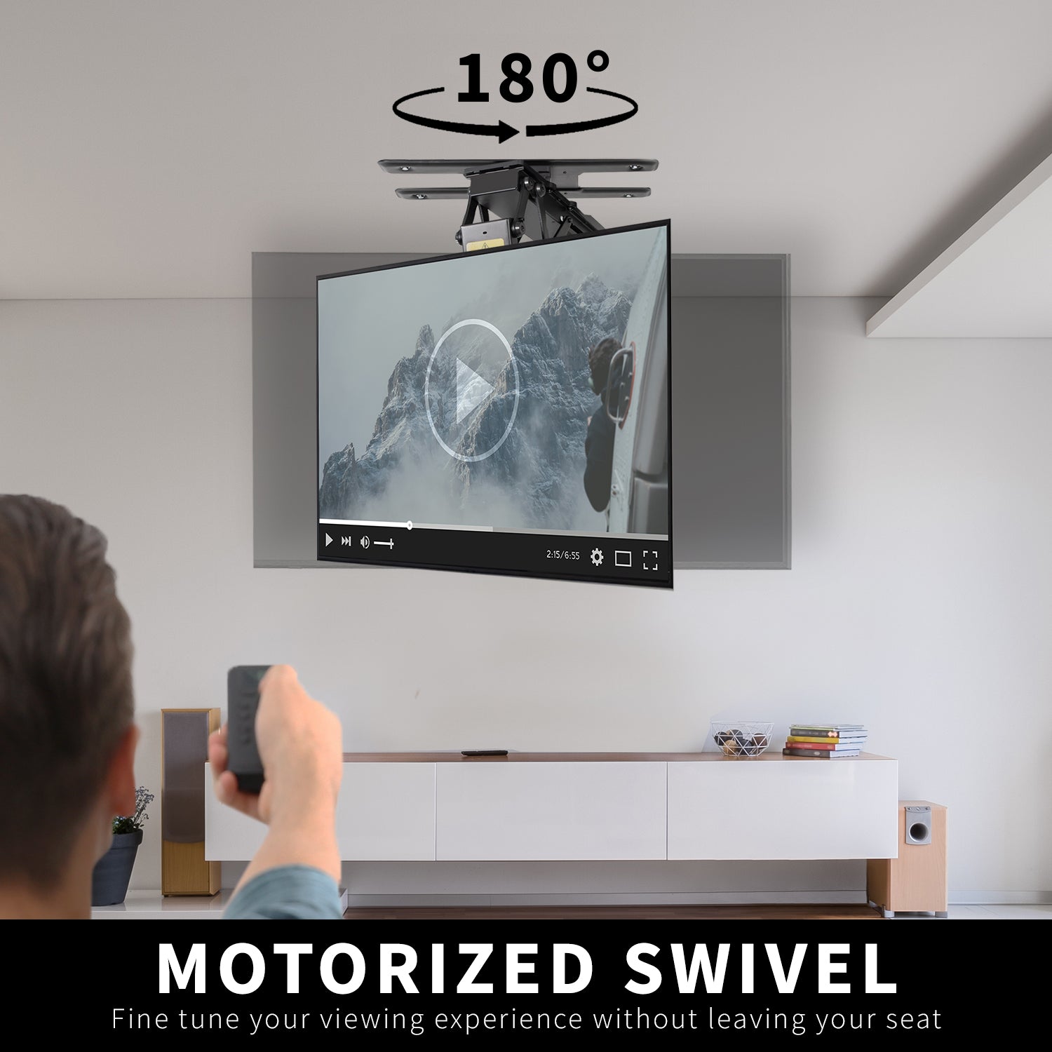  Electric Flip Down Swiveling Ceiling TV Mount for 32 to 70 inch Screens