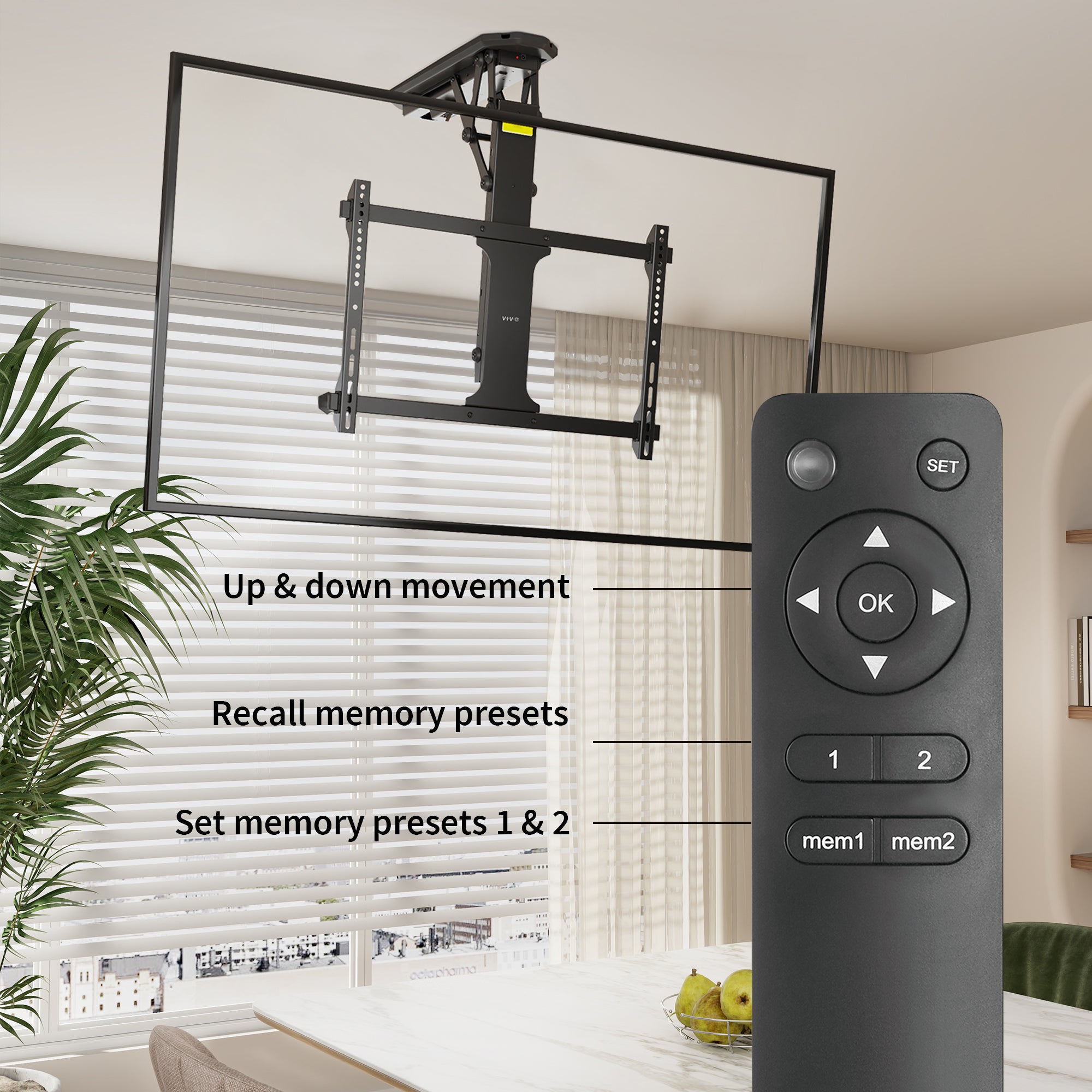 Electric flip-down ceiling TV mount from VIVO.