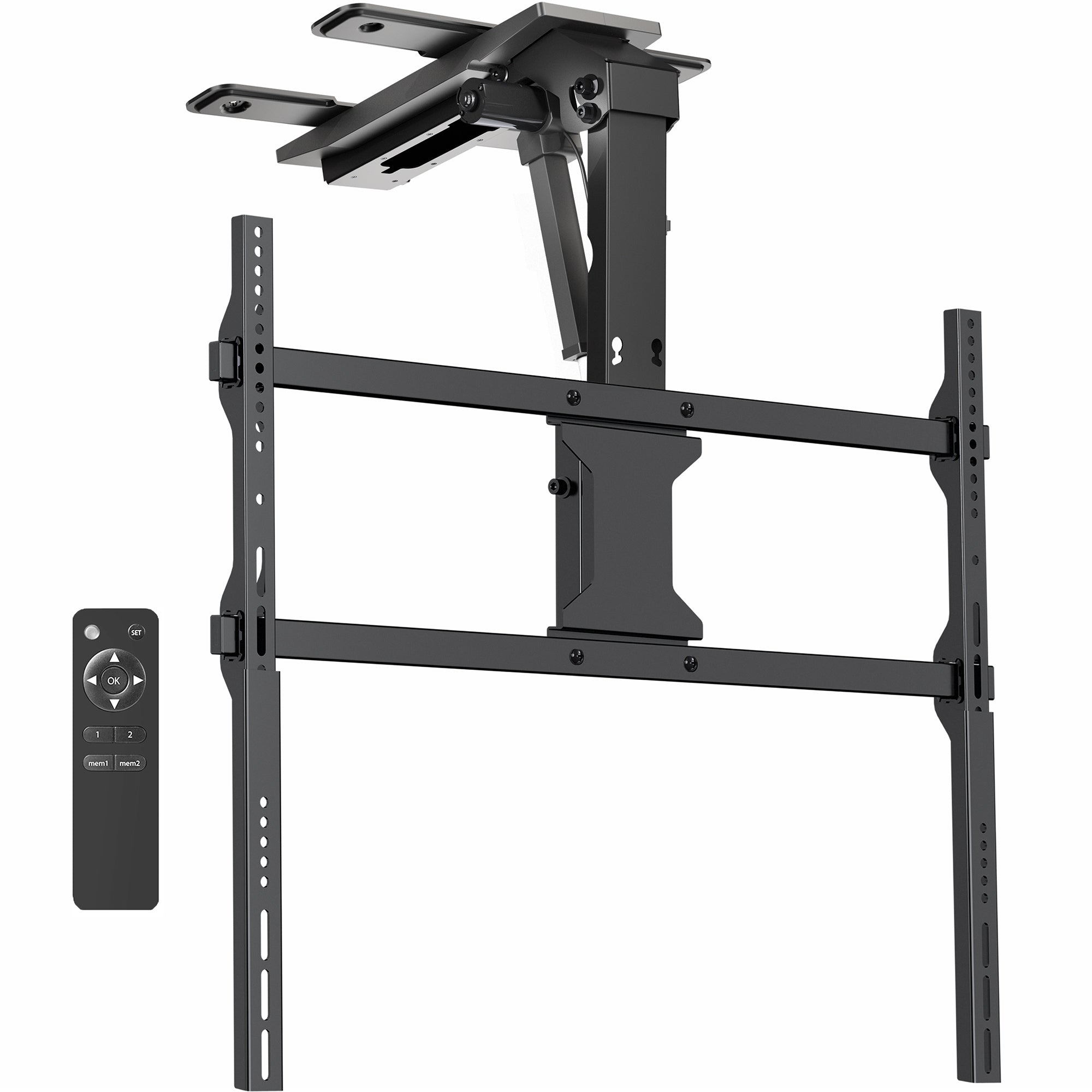 Black ceiling tv mount with remote control