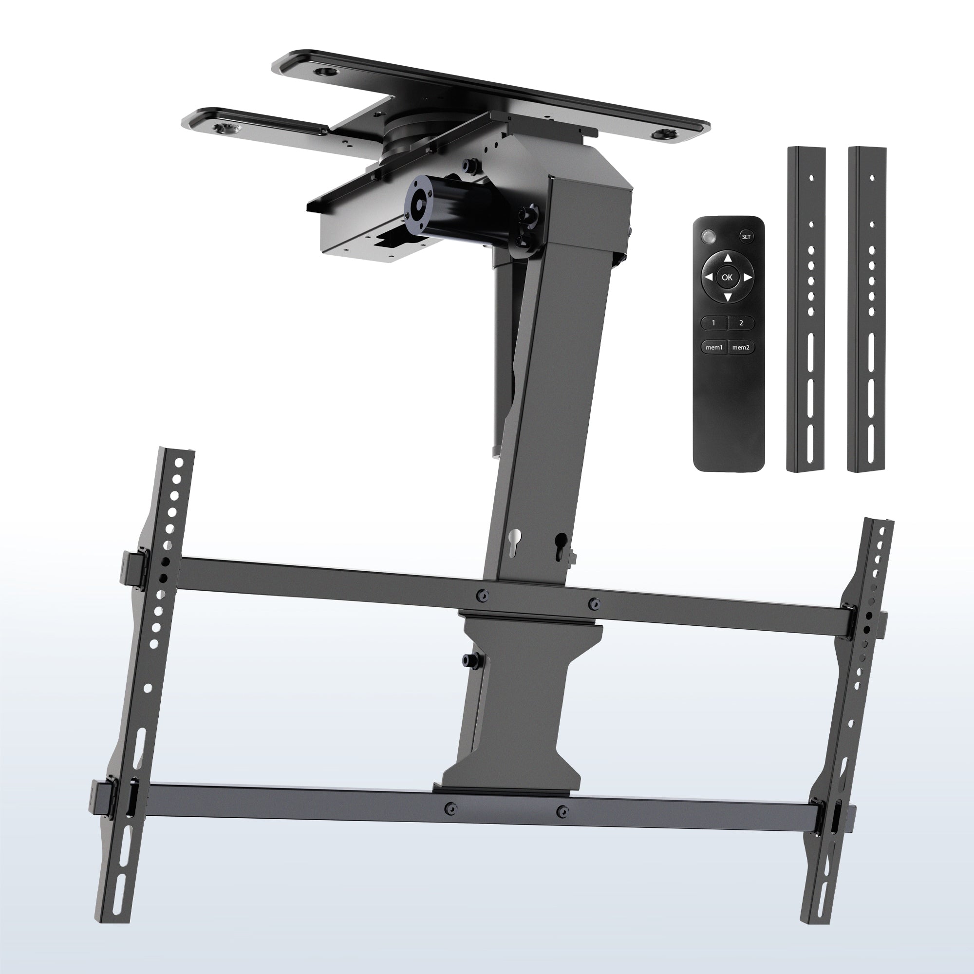 TV ceiling mount with remote control on a white background